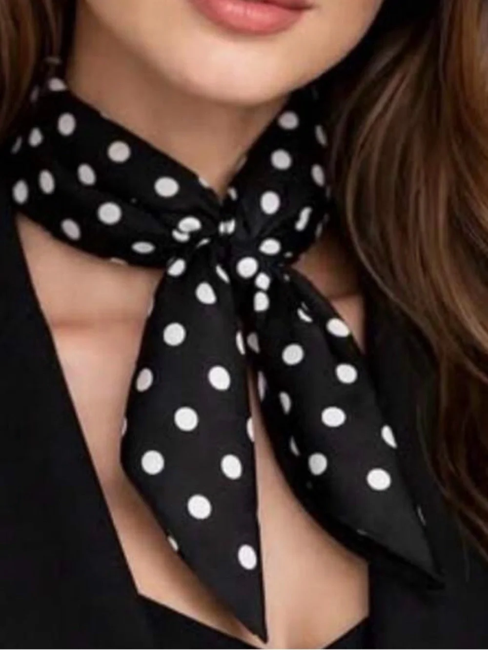 Black & White Polka Dot Skinny Scarf - Unbranded